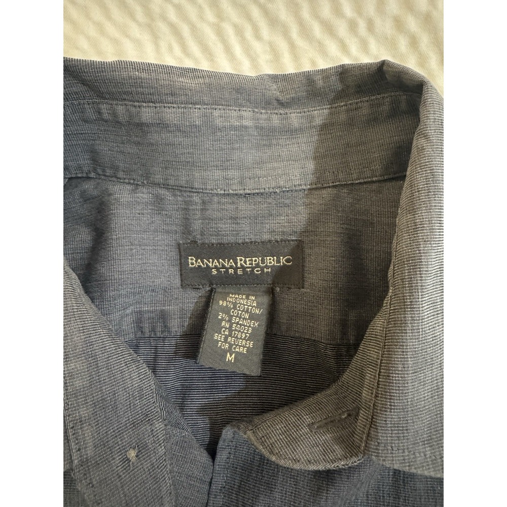Banana Republic Stretch Mens Medium Gray Casual Button Up Dress Shirt - Picture 3 of 3